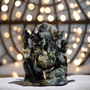 พระพิฆเนศแกะสลักรูปปั้นลาบราดอไรต์ที่ยอดเยี่ยมหินคริสตัลบำบัดตามธรรมชาติฮวงจุ้ยอัญมณีขายส่งราคา - Product Image 5