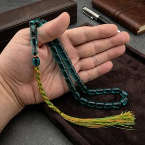 Tasbih de Resina Verde Azulado de Lujo, Hecho a Mano, Elegante Misbaha Islámica, Rosario Musulmán para Zikr, Regalo Premium - Product Image 2