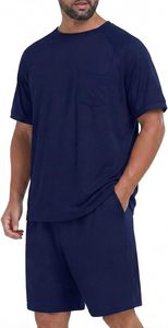 Conjunto de camiseta y pantalones cortos de algodón tejido de color sólido, informal, de verano, para hombre, talla grande - Product Image 6