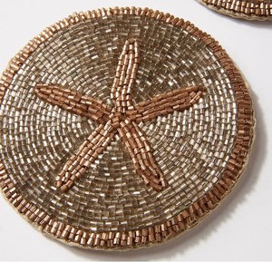 Handmade Premium Seed <b>Bead</b> Embroidered <b>Coaster</b> Set Wholesale Table Protection Mats For Dining And Coffee Tables Decoration - Product Image 5