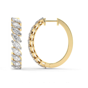 ต่างหูห่วงเพชรทรงมาร์คีส์ ดีไซน์ใหม่ ทองคำแท้ 14k/18k (1 กะรัต) ทูวี. ต่างหูทำมือคุณภาพ Vs1, Vvs1 - Product Image 4