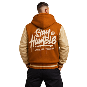 Chaqueta Varsity con Capucha para Hombre LANEX IMPEX, Lana/Poliéster, Transpirable, Impermeable, Ecológica, Ropa Urbana de Invierno, Logotipo Personalizado - Product Image 6