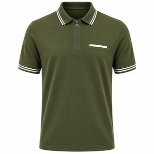 Chemise décontractée pour homme à manches courtes, tricotée, couleur unie personnalisable, avec fermeture éclair et poche à bordure blanche, qualité supérieure, ODM - Product Image 6