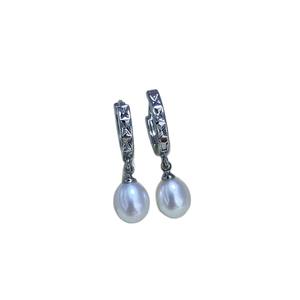 Boucles d'oreilles en perles d'eau douce de style luxueux Zhuji, 6-7 mm, forme de goutte d'eau, motif prismatique, naturel, sans défaut, boucle naturelle - Product Image 5