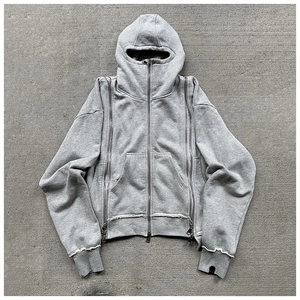 Sweat à capuche personnalisé délavé à l'acide, coupe oversize, en molleton de coton épais, style vintage usé, streetwear OEM pour hommes et femmes - Product Image 6