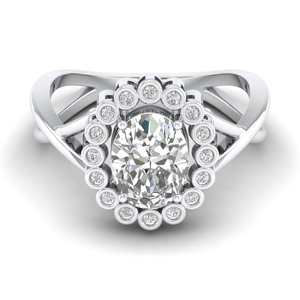 Anillo de compromiso de moissanita de plata de ley 925 con diseño de halo de corte ovalado, anillo de boda con diseño floral de espiga de panal para fiesta - Product Image 1