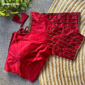 Festival Wear Pattu Silk with Back & Sleeve Hand-<b>Aari</b> <b>work</b> Padded <b>Blouse</b> Collection Woman Fashion Exporter Wholesale Supply - Product Image 3