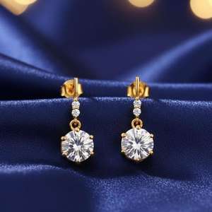 Pendientes de Moissanita, Plata de Ley 925, Chapados en Oro de 14K, Pendientes Colgantes Elegantes, Joyería Hecha a Mano, Regalo - Product Image 4