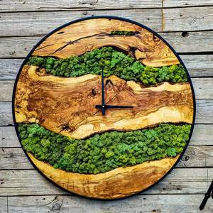 Nature's <b>Heart</b> Wood And Moss <b>Clock</b> Forest Whisper Handmade Wall Green Haven Wood Slice <b>Clock</b> Mossy Timber Artisan Wall <b>Clock</b> - Product Image 4