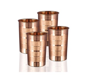Fabricant de confiance – Verre à boire en cuivre pur, finition antique, durable, design de gobelet pour le stockage de l'eau bien-être ayurvédique - Product Image 1