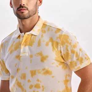 Chemise tricotée tie-dye pour homme à manches courtes, décontractée, en coton respirant, infroissable, séchage rapide, coupe classique, motif jaune et blanc - Product Image 3