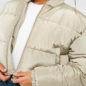 Oversize Clematis Blue OEM Women's Cosy <b>Cropped</b> <b>Puffer</b> <b>Jacket</b> Full Zip Bubble <b>Jacket</b> Breathable And Winter Down <b>Jacket</b> For Women - Product Image 6