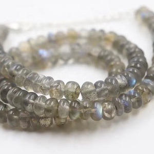 ร้านขายอัญมณีอินเดียสำหรับผู้หญิง สร้อยคอหินลาบราดอไรต์ธรรมชาติทรงกลมเรียบ ขนาด 6.5 มม. ความยาว 16 นิ้ว รูขนาด 0.40 มม. สำหรับทำเครื่องประดับ - Product Image 1