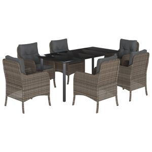 Conjunto de Comedor de Jardín de Ratán PE Gris Resistente a los Rayos UV para 6 Personas, Materiales Resistentes a la Intemperie para Comer al Aire Libre - Product Image 2