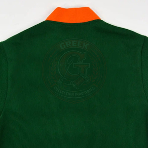 Cardigan vert à rayures orange en molleton de coton tricoté pour hommes et femmes, col en V, manches longues, coupe décontractée - Product Image 4