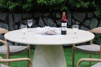 Obsidyen Eclipse Modern Çiftlik Evi Yuvarlak Yemek Masası Lüks Minimalist Siyah Dış Mekan Çimento