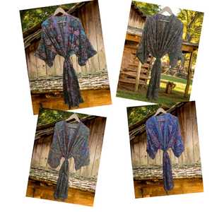 Robe Kimono en Soie Tissée à Motifs Floraux pour Femme, Élégante, Style Bohème, Cache-Maillot, Manches Larges, Ceinture Ajustable, Infroissable, Respirante, Usage Quotidien - Product Image 4