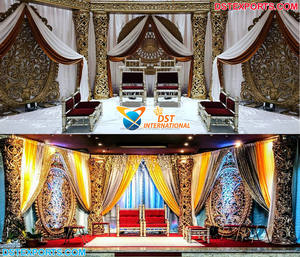 Escenario de Boda Estilo Bollywood, Mandap Indio Portátil de Fibra de Vidrio, Tamaño Personalizable, Decoración Preciosa para Bodas Asiáticas, EE. UU. - Product Image 3