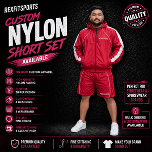 REXFIT SPORTS 2026 Custom Nylon Short Set Men <b>Red</b> <b>Windbreaker</b> Jacket Shorts Sportswear Streetwear Wholesale Bulk - Product Image 1