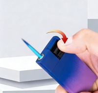 Briquet à gaz moderne en métal avec logo personnalisé, coupe-vent, rechargeable au butane, torche à jet pour cigares, cigarettes, fêtes, allume-feu de sécurité