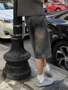 Pantalones Cortos Bermuda Casuales para Hombre, Transpirables, 100% Algodón, Estilo Urbano, con Estampado, Moda Skater, Jorts para Chico, Lavado con Efecto Desgastado y Anchos - Product Image 5