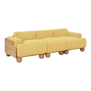 Customized Modern Luxury Solid Wooden Extendable Convertible 3 Seater Long <b>Sofa</b> With Yellow Fabric For Home Hotel And Villa - Product Image 1