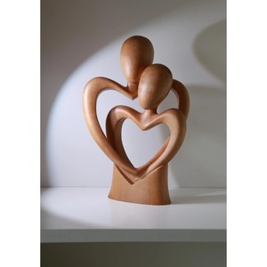 Sculpture en bois en forme de cœur, faite à la main, décoration moderne pour table, salon, ornement pour la Saint-Valentin - Product Image 5