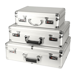 Durable Black Metal Tool <strong>Box</strong> Hard Carry Case Aluminum Utility Case - Product Image 2