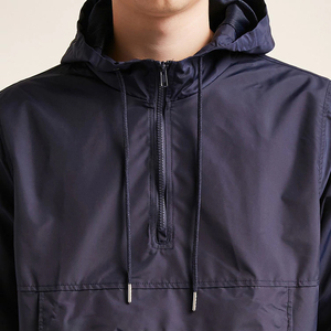 Wholesale Blank Custom <b>Men's</b> Hooded <b>Pullover</b> Windbreaker Jacket Side-Zip Pockets Waterproof Windproof 100% Polyester Safari - Product Image 4