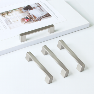 Poignée de meuble carrée moderne en alliage de zinc, finition nickel brossé, écologique, pour tiroirs de cuisine et salle à manger - Product Image 2