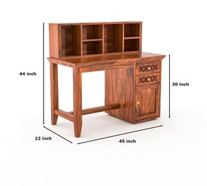 Carved Wooden Office <b>Desk</b> with Bookshelf | Executive <b>Computer</b> Table with Storage | B2B Wholesale Furniture India - Product Image 2