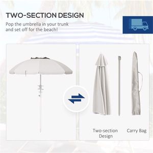 Ombrellone da Spiaggia Bianco Crema per Esterni - Product Image 4