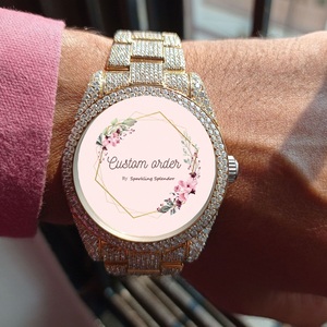 Montre unisexe en or jaune avec diamants Moissanite VVS, style Hip Hop glacé, cadran en verre, passe le testeur de diamants, fournisseur en gros - Product Image 3