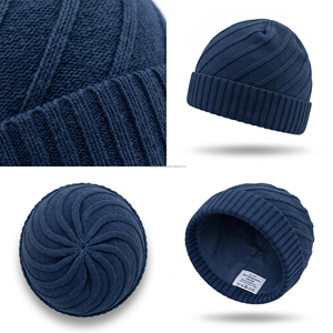 Unisex Black Acrylic Knit Beanie <b>Hat</b> 56-58CM Casual Winter Warm Cap Computer Knitted Solid Color Adult Wear - Product Image 5