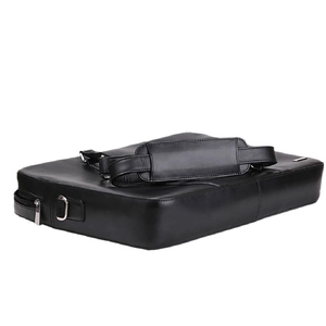 Bolsa para portátil de cuero de la mejor calidad en color negro, hecha con cuero de alta calidad, ligera, de secado rápido y con múltiples bolsillos. - Product Image 3
