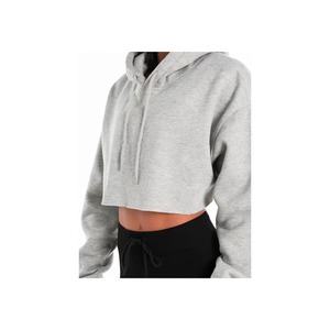 Sudaderas con capucha personalizadas para mujer, tops cortos de alta calidad, color liso, estilo casual, hombros caídos, sudadera con capucha extragrande para mujer. - Product Image 1