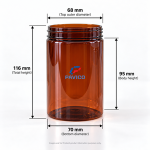 Frasco Redondo de Plástico PET de 350 ml con Tapa de Rosca para Alimentos Secos, Envases de Cosméticos, Marca Pavico, Impresión de Logotipo Personalizado, Fabricante de Vietnam - Product Image 5