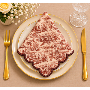 Essuie-tout en coton et lin de qualité supérieure avec imprimé toile vintage et bord festonné – Essuie-tout décoratif pour la cuisine, la maison et les restaurants - Product Image 1