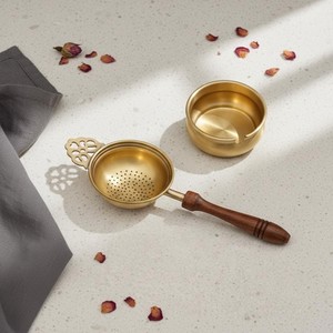 Factory Direct Brass <b>Tea</b> Infuser <b>Set</b> with Drip Bowl Wholesale Cheap Price Handmade Loose Leaf Herbal <b>Tea</b> Strainer Tool - Product Image 5
