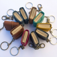 Carnet miniature en cuir souple fait main avec porte-clés, pages vierges, personnalisable, coloré, format poche, pour Noël et le Nouvel An
