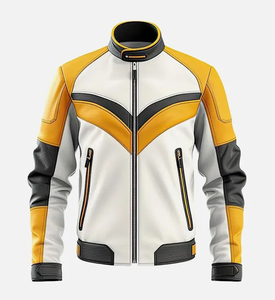 Unisex PU Racer <b>Jacket</b> Color Blocking Turn-down Collar Zipper Closure Moto <b>Biker</b> Style Winter Windproof Studded Spikes <b>Vintage</b> - Product Image 2