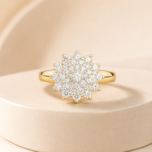 Luxury 14K <b>Gold</b> Women <b>Ring</b> with Floral Stone Cluster Premium Wedding Party Wear Jewelry Collection - Product Image 2