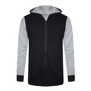 Sweat-shirt à capuche zippé pour homme, noir et gris, coupe décontractée, manches longues, en polyester, idéal pour l'automne - Product Image 4