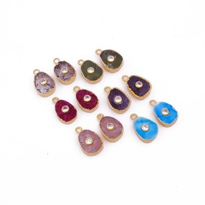 Dijes de Piedras Preciosas Crudas Electrochapadas de 10x14mm, Chapados en Oro, para Fabricación de Joyería DIY - Dijes Hechos a Mano al por Mayor - Product Image 6