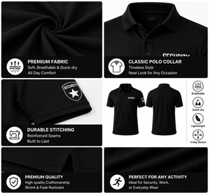 Camiseta Polo Negra de Seguridad de Manga Corta, Uniforme con Logotipo Personalizado, Ropa de Trabajo para Personal - Product Image 3