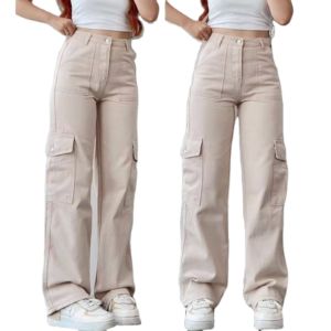 Pantalones Cargo de Cintura Alta para Mujer, Modernos y Funcionales, con Múltiples Bolsillos - Product Image 5