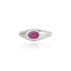 <b>Top</b> Quality Products Wholesale Design <b>Gypsy</b> Set Ruby Gemstone Dome Chunky Ring Solid K14 White Gold Customized Jewelry - Product Image 1