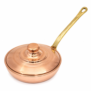 Pure Copper Frying Pan with Lid Handmade Copper Skillet Brass Handle Cooking Pan Premium Cookware OEM ODM Manufacturer - Product Image 1