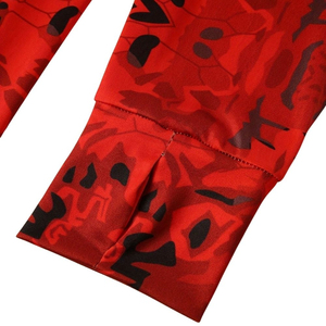 Sudadera con Capucha de Manga Larga con Camuflaje Rojo para Hombre, Secado Rápido, Protección Solar UPF, Camisa de Pesca - Product Image 3