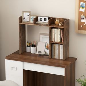 Libreria da scrivania in legno ingegnerizzato per monitor da 27 pollici 93,98 x 25,40 x 73,66 cm Kit anti-ribaltamento marrone - Product Image 2